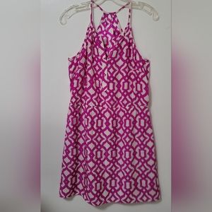 Alice & Trixie Pink Geo Print Sleeveless Silk Racerback Mini Dress Size Medium